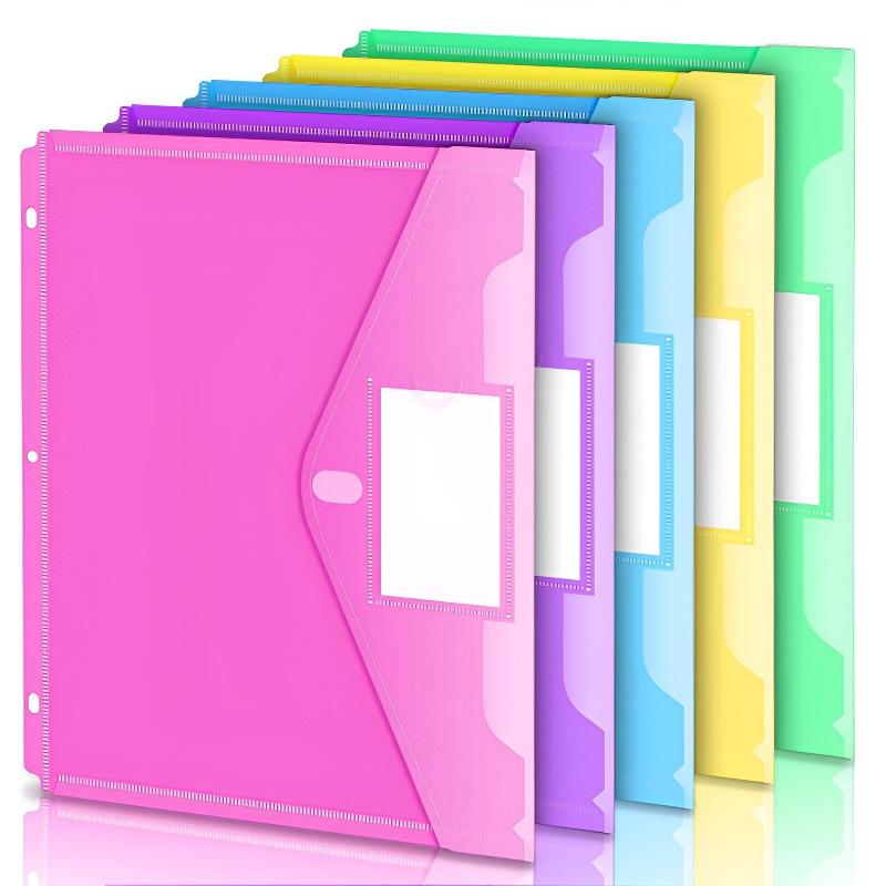 Cross-border product: Magic tape A4 file bag with label, foreign trade waterproof PP plastic colorful document folder