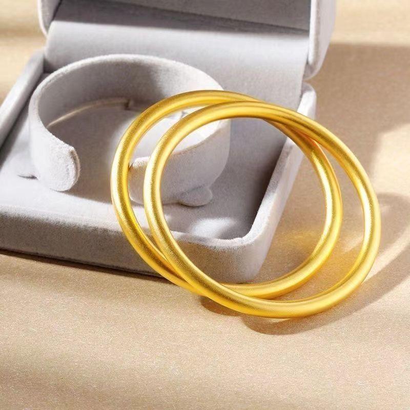 [No fading] Vietnam sand gold bracelet frosted matte texture closed-mouth bracelet yellow gold for mom and girlfriend