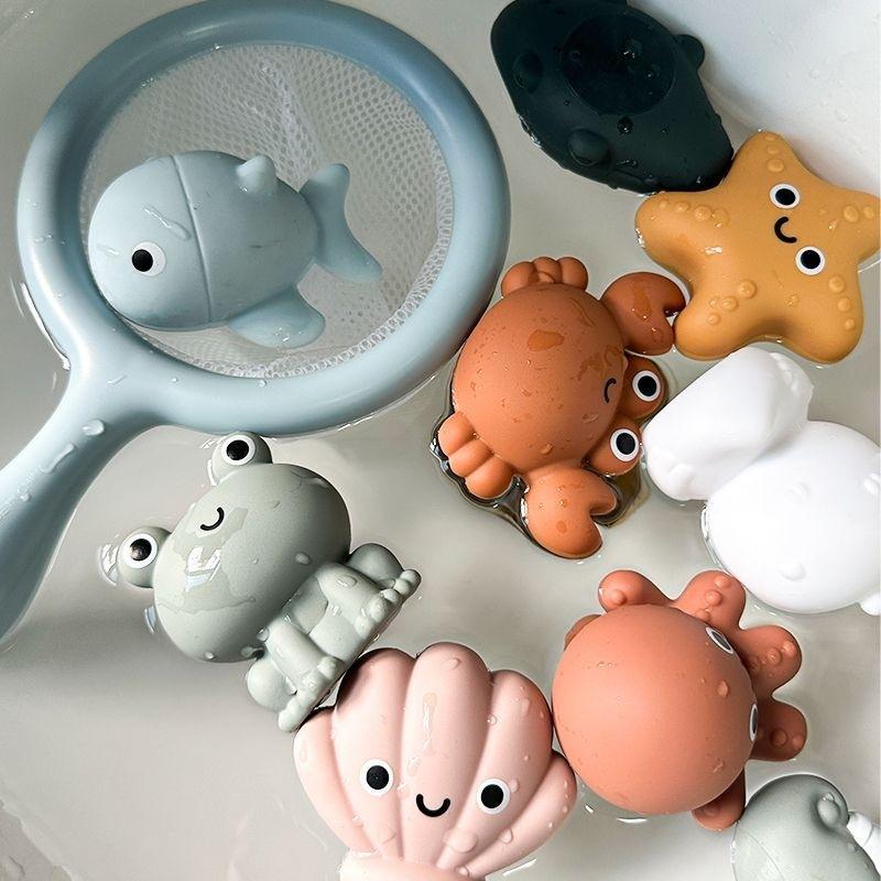 Baby bath toys, waterproof, non-leakable, slide, floating, swimming, infant bath play, water play, net, small boat