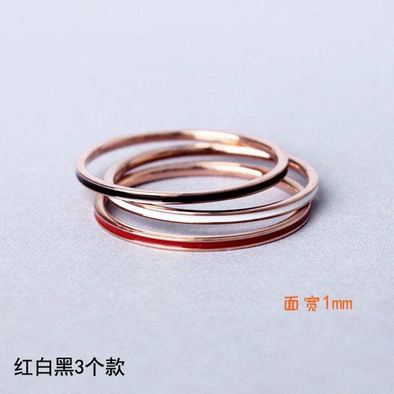 Titanium Steel 1mm Thin Black and White Resin Joint Ring for Women, Stylish Stainless Steel Ring, Trendy Jewelry, Geometric Style, Light Luxury