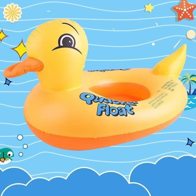 Children's Seat Inflatable Big Yellow Duck Yacht Lifebuoy Children's Water Toy Auxiliary Swimming Ring Baby Learning Swimming Ring