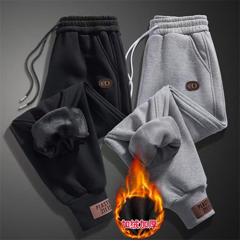 Men's Fleece-Lined Pants, Thickened Long Pants for Autumn and Winter, Warm Jogger Sweatpants, Loose Fit, Plus Size, Versatile Casual Pants