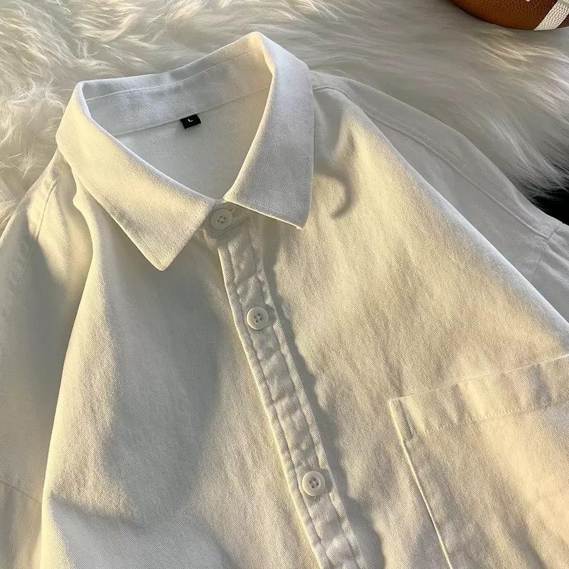 Spring and Autumn Pure Cotton Japanese-style cityboy Base Shirt Men's Long-sleeved American-style Casual Stacked Cotton Inner Shirt