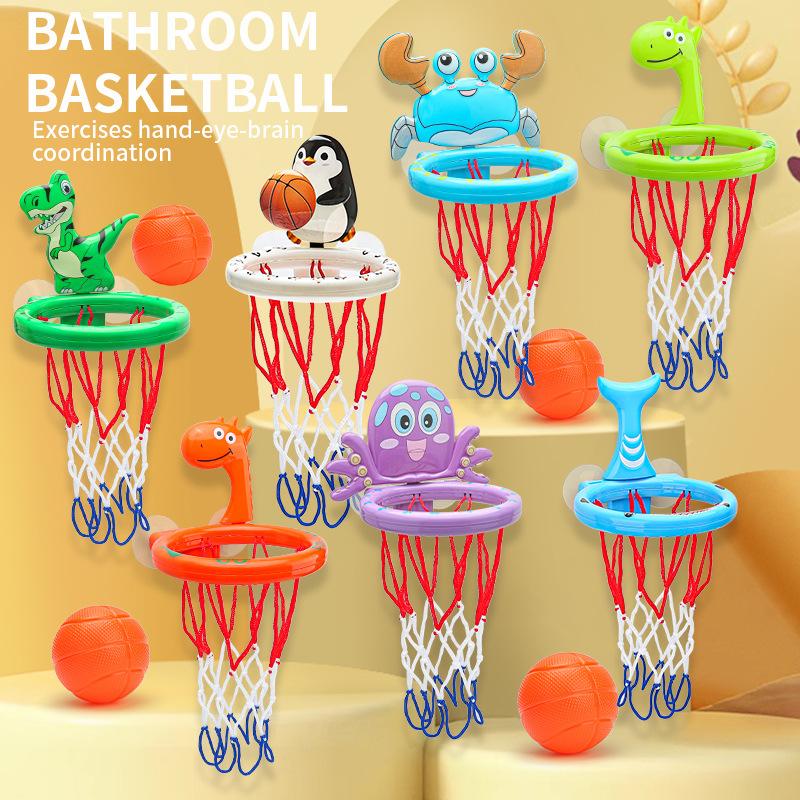Cross-Border Baby Bathroom Basketball, Water Play Suction Cup Bath Basketball Hoop, Baby and Children's Fun Bath Toys