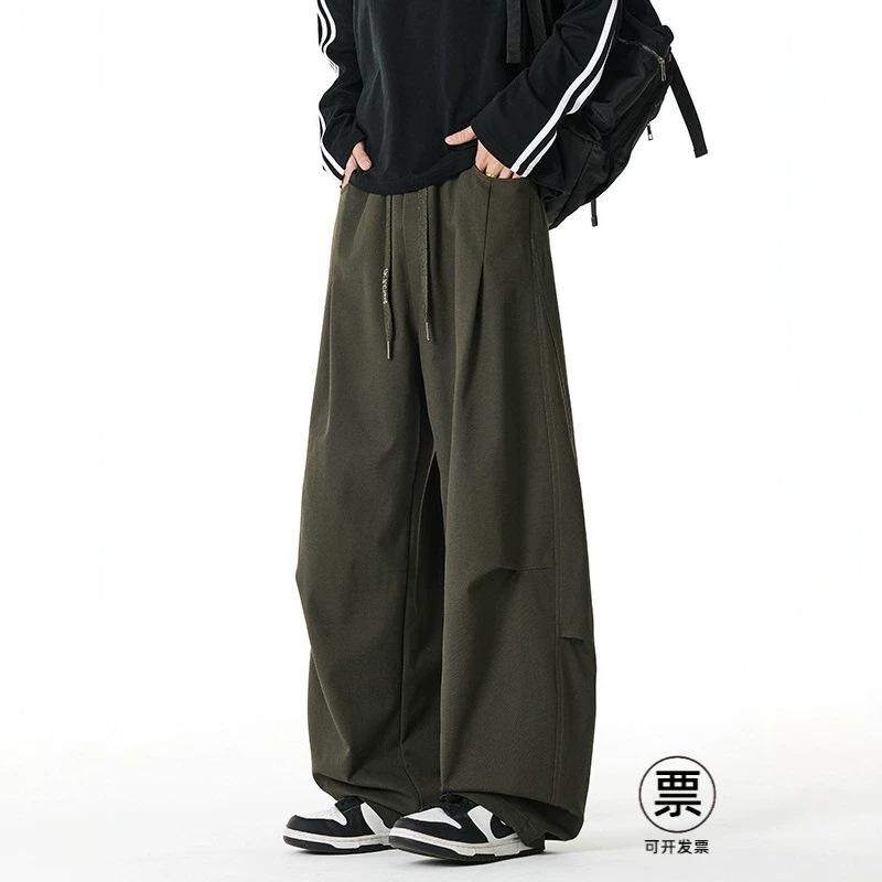 American-Style Pleated Work Pants for Men, 2026 Spring New Loose Straight Wide-Leg Casual Men's Trousers