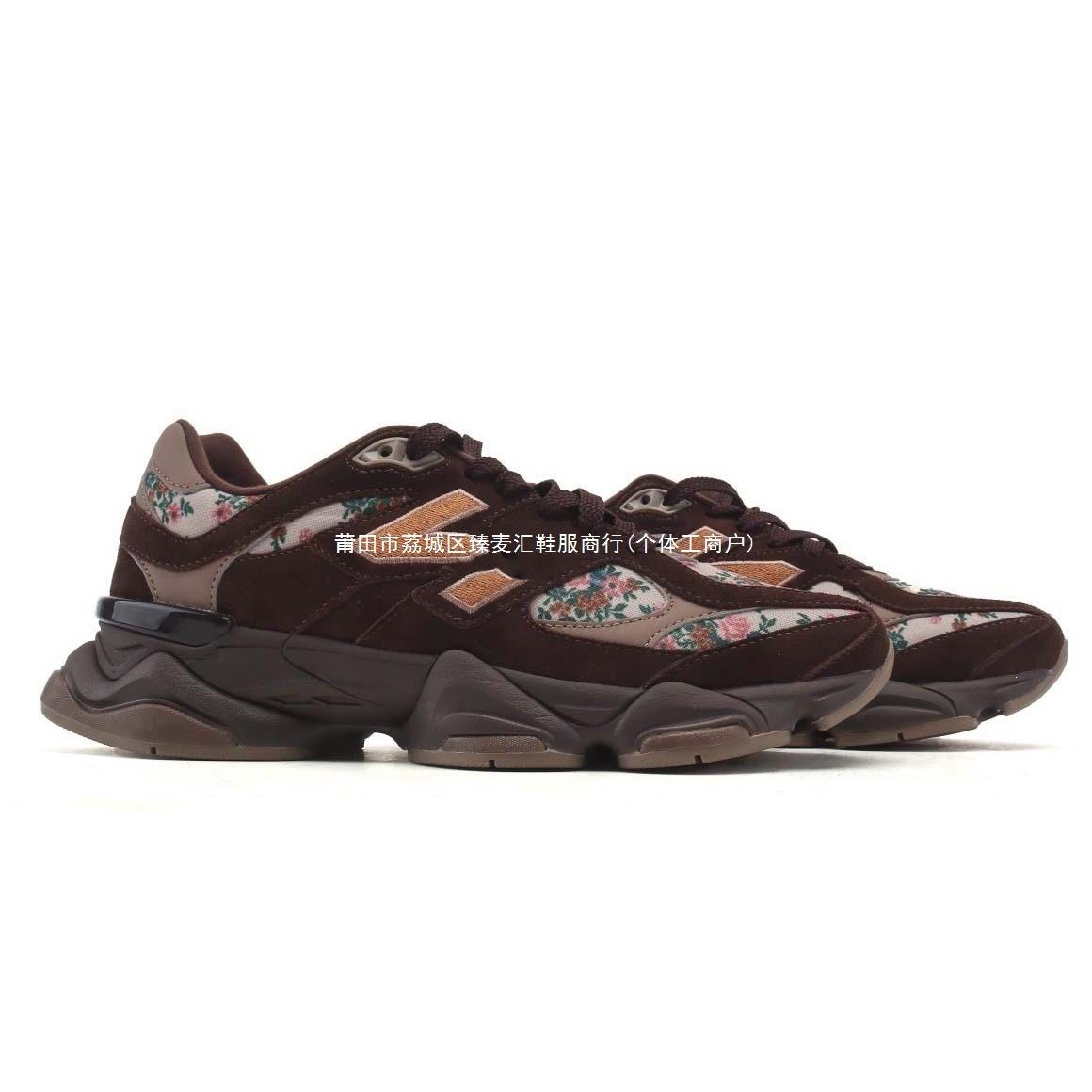 Cross-border original 9060 Little Elephant Hoof Dad Shoes, floral brown casual shoes, comfortable low-top running shoes for men and women
