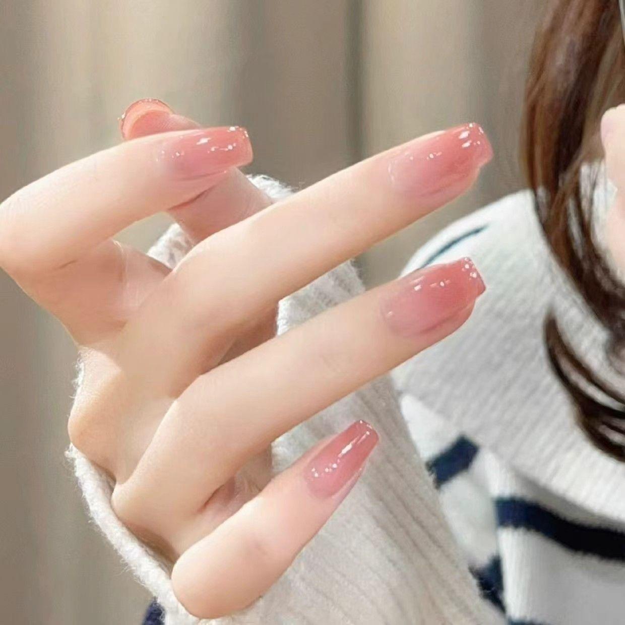Ice-Clear Nude Color Gradient Nail Polish, No-Bake, Peelable, Tearable, Water-Based, Odor-Free, Healthy Student Manicure