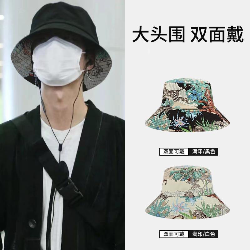 Large Brim Fisherman Hat for Men, Trendy Winter Hat, Versatile Face-Covering Bucket Hat, Makes Face Look Smaller, Large Size Sun Hat, Slimming Effect