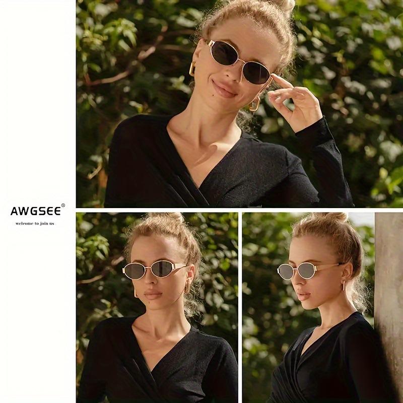 2026 New Style Hong Kong Style Cool and Stylish Sunglasses for Women, High-End Retro Oval Metal Small Frame Old Money Style Sunglasses H