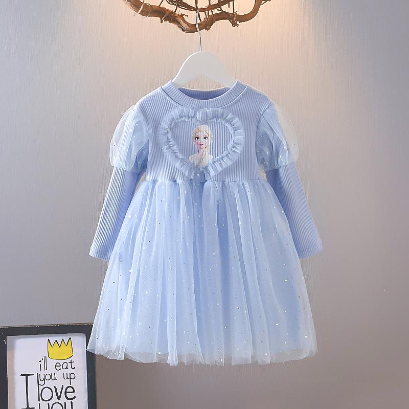 Frozen Girl's Spring Dress Baby's Long-Sleeved Aisha Princess Dress Children's Spring Aisha Tall Dress Trendy