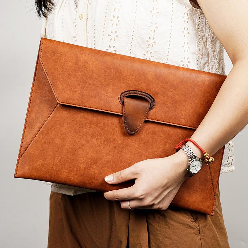 A4 business file bag customized leather buckle waterproof storage bag Office contract bill briefcase printable logo