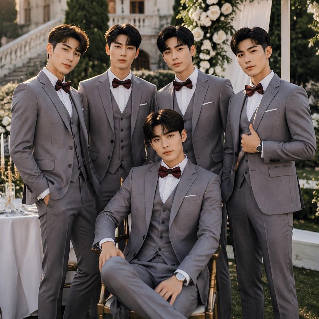 Groomsman suits, group suits, men's summer suits, large size groom's suits, vest three-piece suits, wedding suits