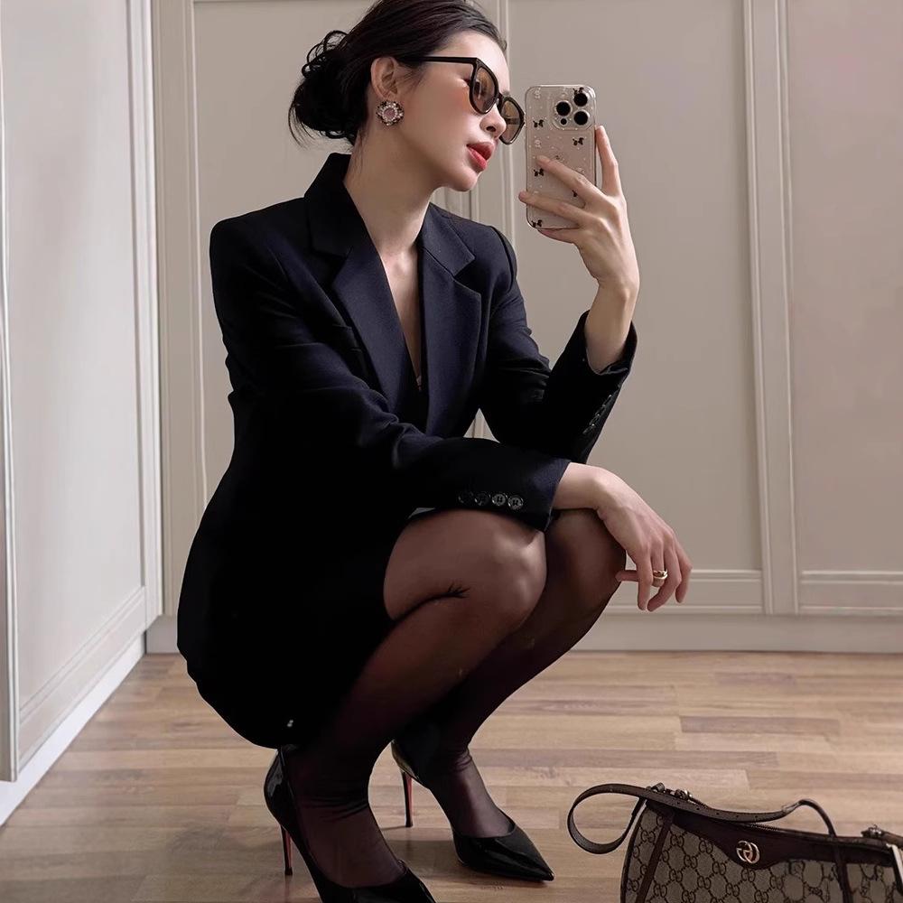 Navy Blue Professional Petite Suit Skirt 2025 Spring & Fall Style Elegant High-End Skirt Two-Piece Set for Women