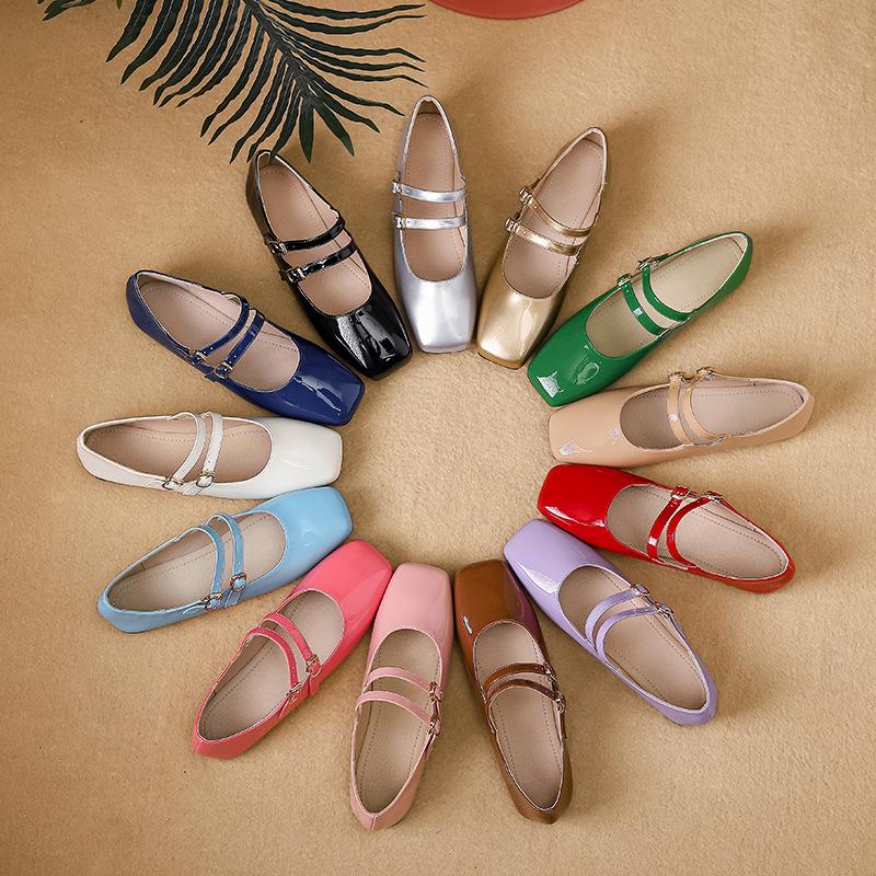2026 French Retro Flat Square-Toe Buckle Shallow Mary Jane Soft-Soled Women's Shoes