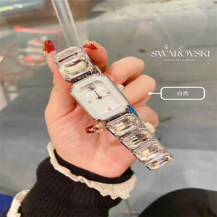 Swarovski Women's Watch. the Square Swarovski Watch with a Strap Adorned with Large Diamonds Seems Like It's Wearing the Stars on Your Wrist