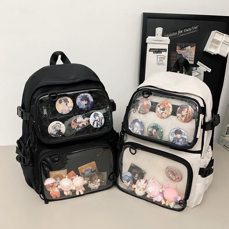 Pain Bag Two-Dimensional Two-Piece Set Can Be Carried on Both Back and Can Be Removed with Single Back, Multifunctional Pvc Flap Pocket Pants DIY Large-Capacity School Bag