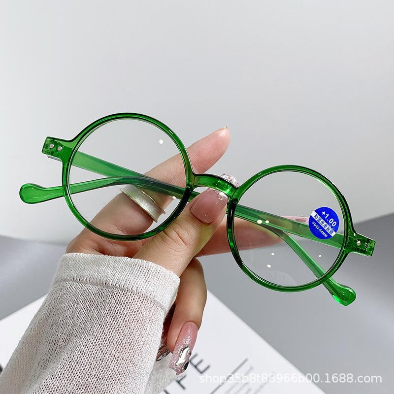 New Round Anti-blue Light Presbybing Glasses Retro Trendy Middle-aged and Elderly Style Round Prince High-definition Korean-style Presbybing Glasses