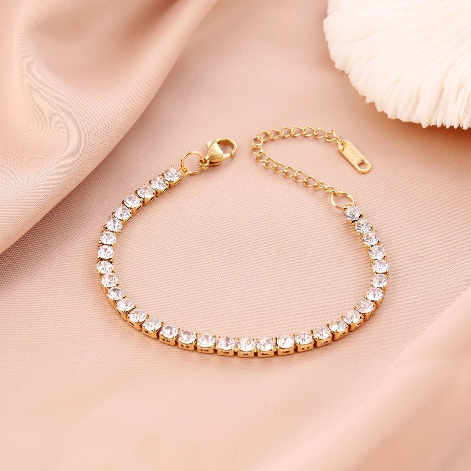 4mm Zircon Bracelet, Light Luxury Style, Versatile and High-End Feel, Trendy and Simple, Wholesale, Non-Fading