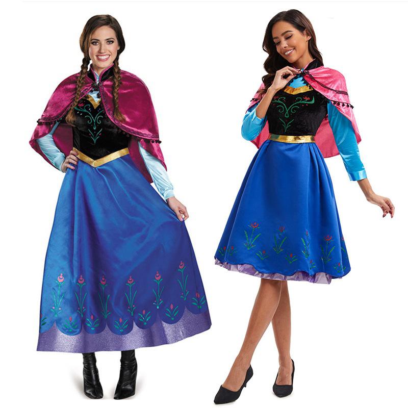Frozen Cosplay Anna Dress S-4Xl Halloween Costume Role-Playing Queen Performance Outfit