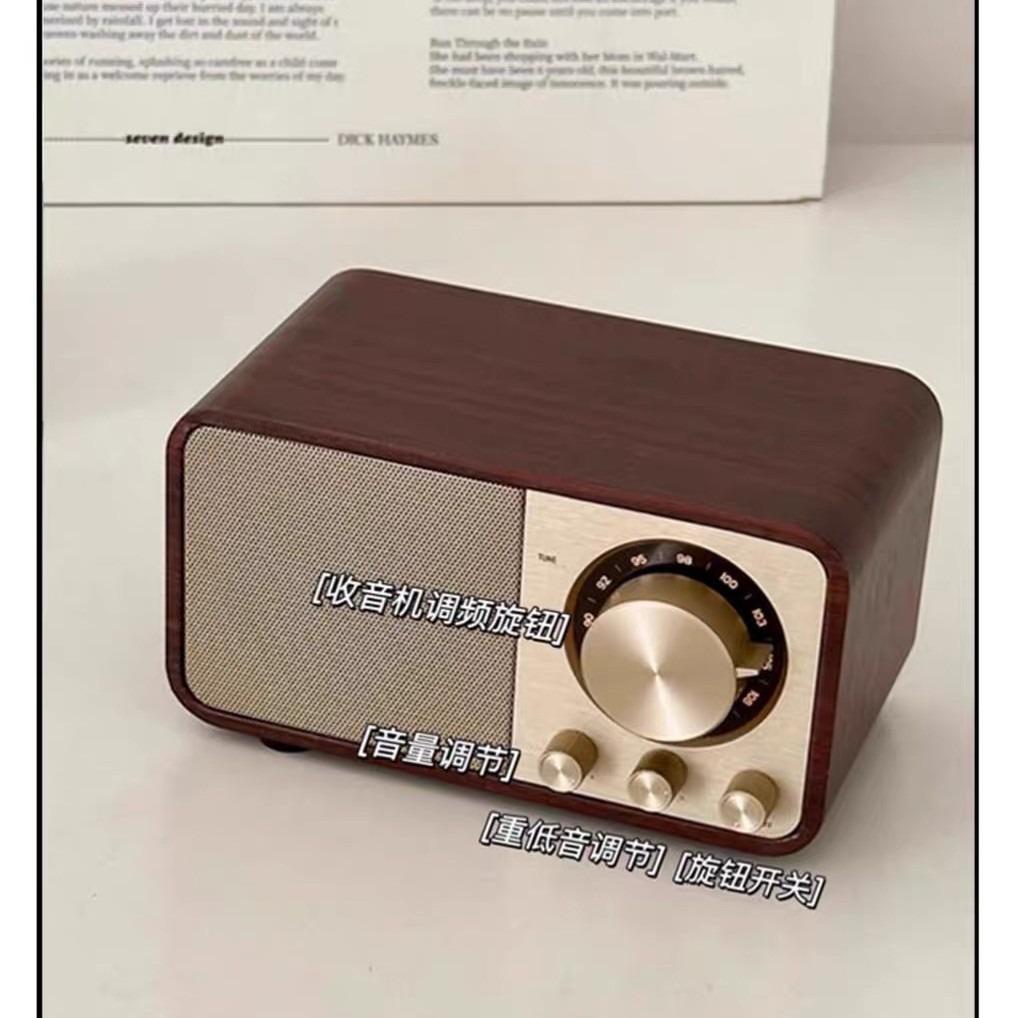 Cross-Border Bluetooth Audio Radio Speaker Computer Birthday Gift Retro Wooden Design Batch
