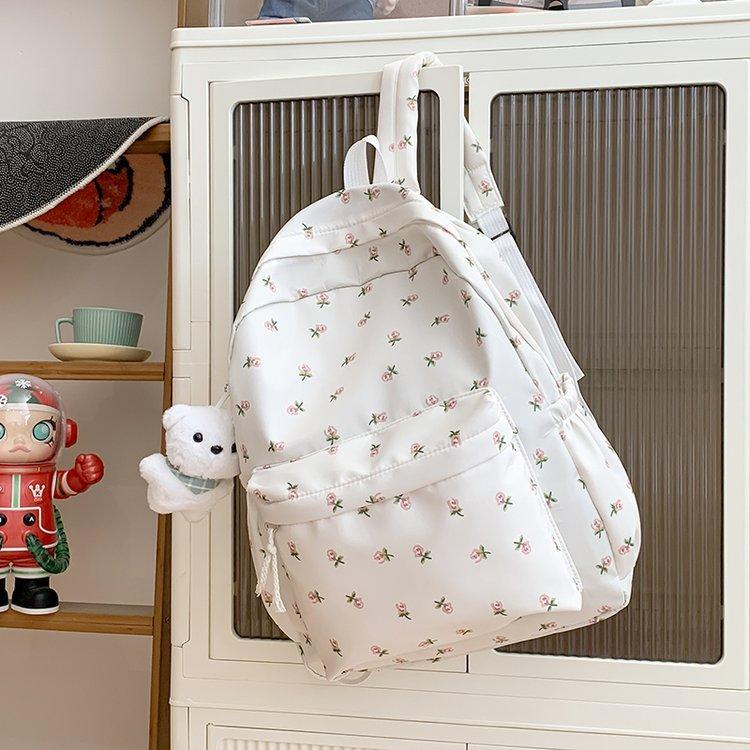 Japanese Style Floral Soft Girl Girl's Backpack Women's South Korea Ins Style Mori Style Fresh Style Schoolbag Senior high school Student Backpack