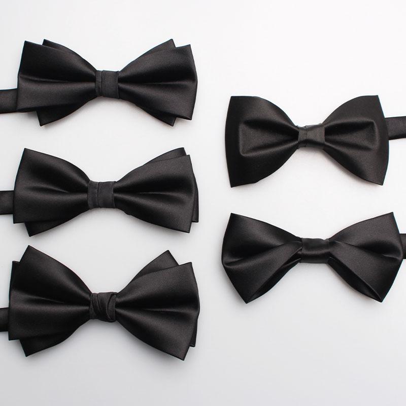2025 Spring and Summer New Solid Color Black Bow Tie Men's Groom and Best Man Wedding Bow Tie Manufacturer Spot Wholesale