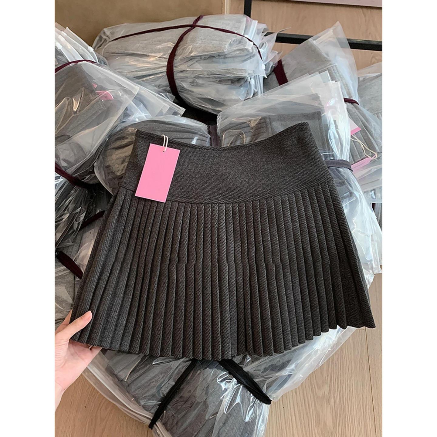 Pleated Woolen Skirt for Slightly Plump Women, New Spring and Autumn High-Waisted Slimming Thickened Jk Short Skirt, A-Line Skirt for Petite Women