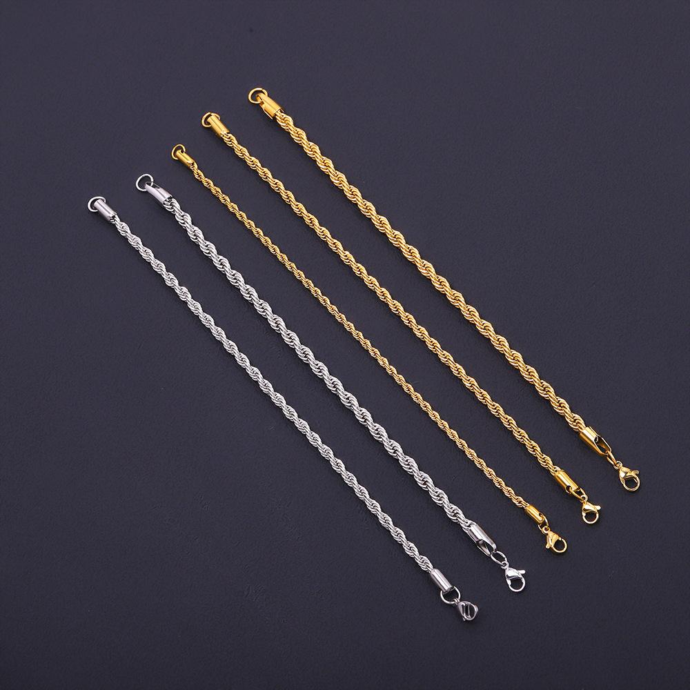 Stainless Steel Twist Bracelet, Cross-Border Hot-Selling 18K Vacuum-Plated Color-Preserving Titanium Steel Bracelet Jewelry for Men and Women