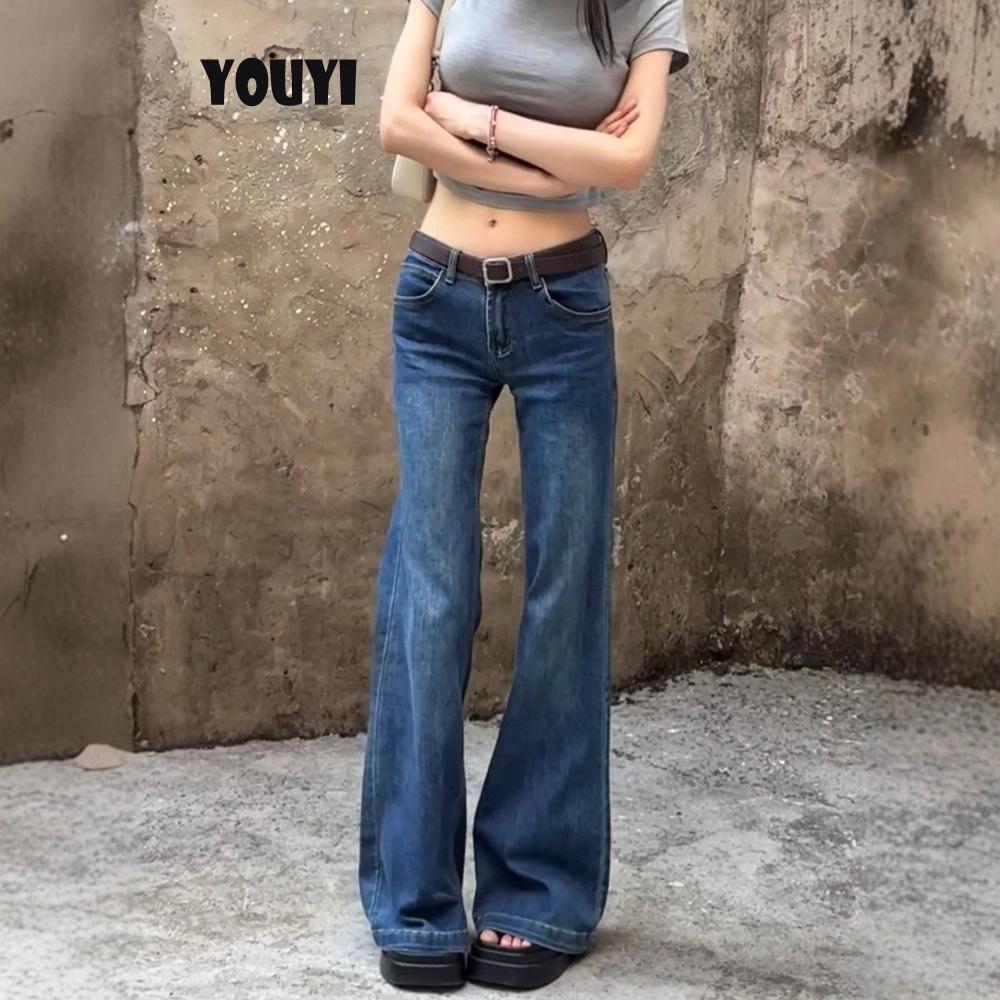 American Retro Low-Waist Flared Jeans for Women, 2025 Autumn New Slim-Fit Stretchy Petite Flared Pants