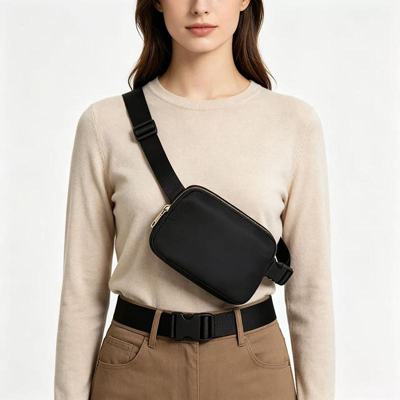 Cross-Border New Lulu-Style Waist Bag Nylon Waterproof Chest Bag Versatile Crossbody Unisex Outdoor Sports Running Phone Bag