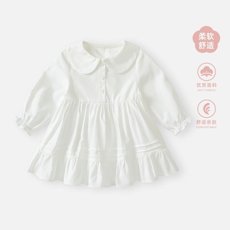 Baby Girl Skirt Autumn New Style Clothes Baby Versatile Doll Collar Dress Girl Spring and Autumn Stylish Princess Dress
