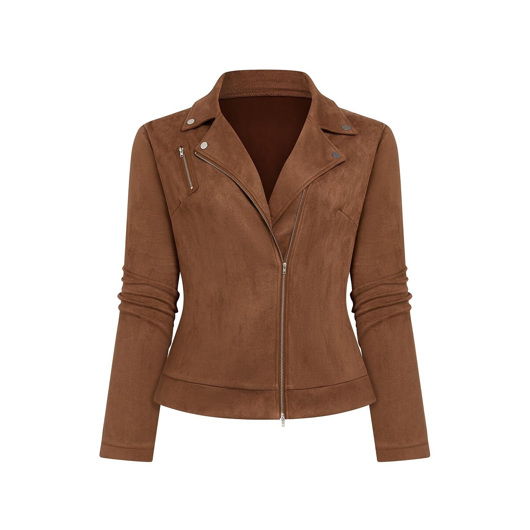 2026 Amazon Bestseller Western Style Faux Suede Short Rivet Jacket for Women, Autumn and Winter Casual Coat