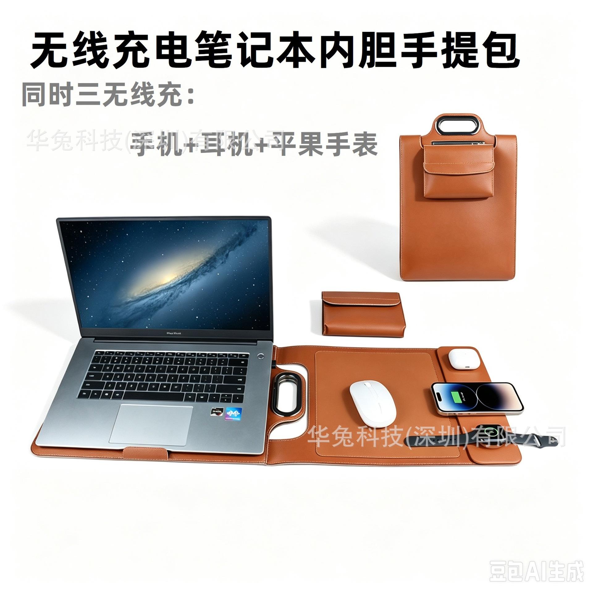 S109-3 new portable wireless charging laptop bag, laptop stand, computer bag, headphone and phone wireless charger