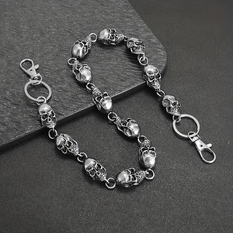 European and American Hip-Hop Personality Unisex Trendy Cool Waist Chain Motorcycle Metal Dark Skull Denim Accessory Backpack Chain Buckle