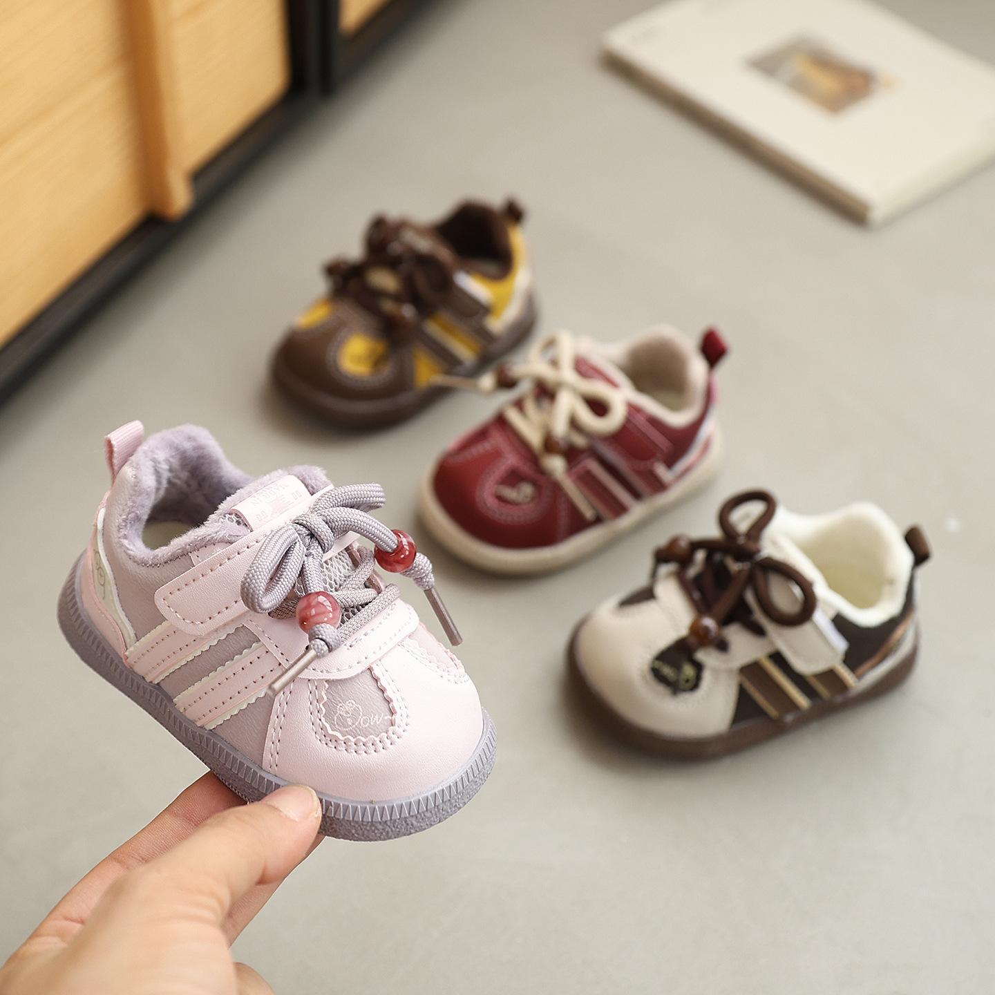 Baby Soft-Soled Toddler Shoes Fleece-Lined Winter New Men's and Women's Baby Shoes Non-Slip Kidsren's Sports Shoes Warm Cotton