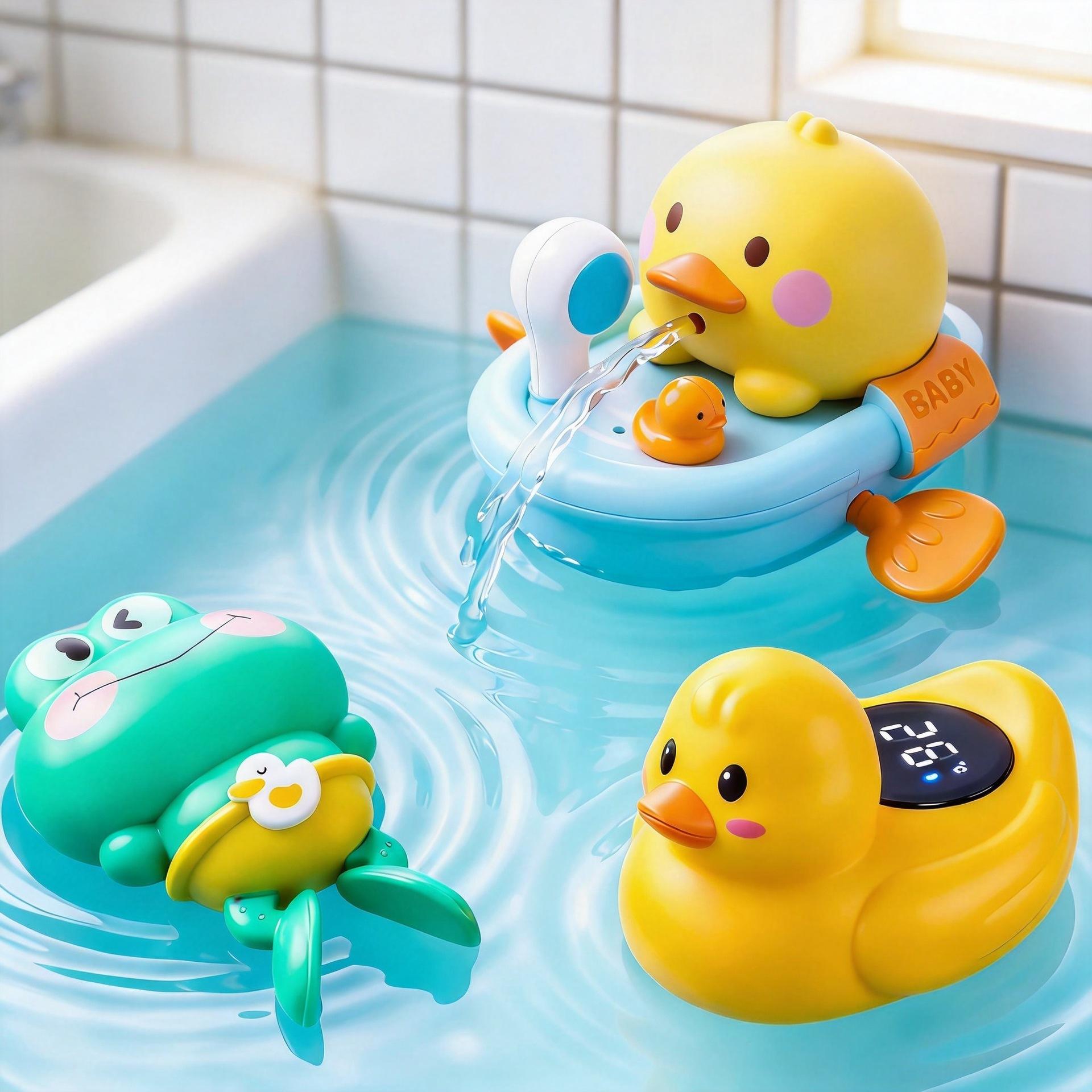Children's bath toy pull-string water boat shower head baby water play spray water bathroom baby water toy