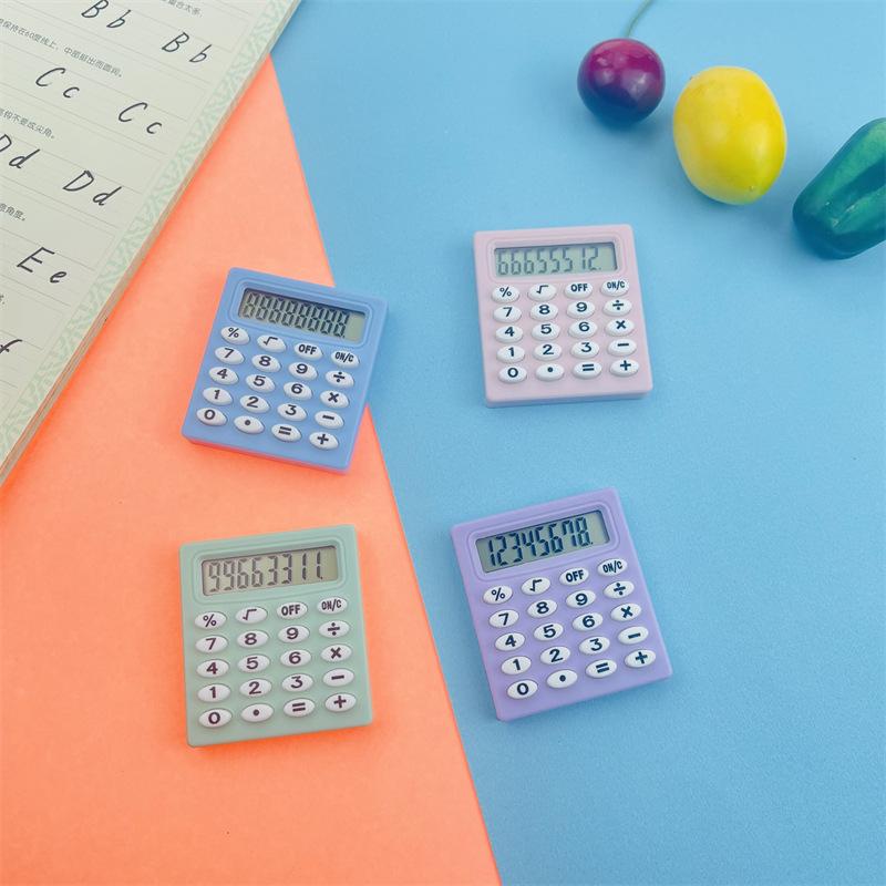 Small Square Calculator Macaron Color Student Stationery Arithmetic Pocket Mini 8-Bit Silent Exam Small Calculator