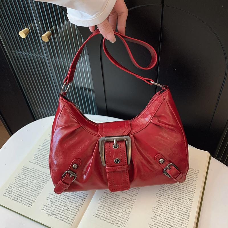 Women's Bag 2026 New Style Single-Shoulder Small Square Bag American Retro Commuter Style Vintage Bag Underarm Biker Bag for Women