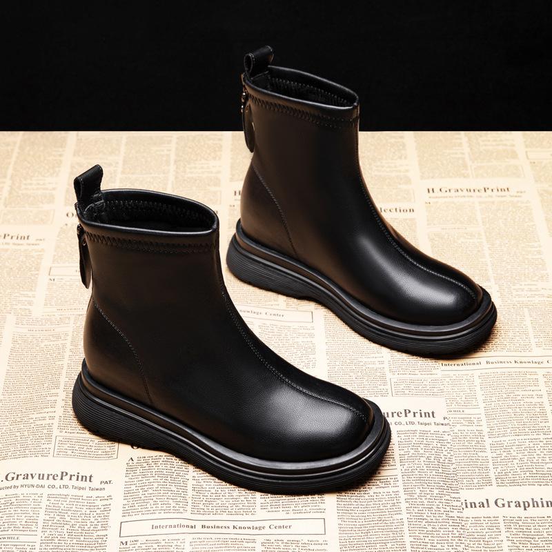 Inner Height Increasing Martin Boots Women's Spring and Autumn 2024 New Single Boots Explosive Short Boots Super Fire Small Thick Skinny Boots