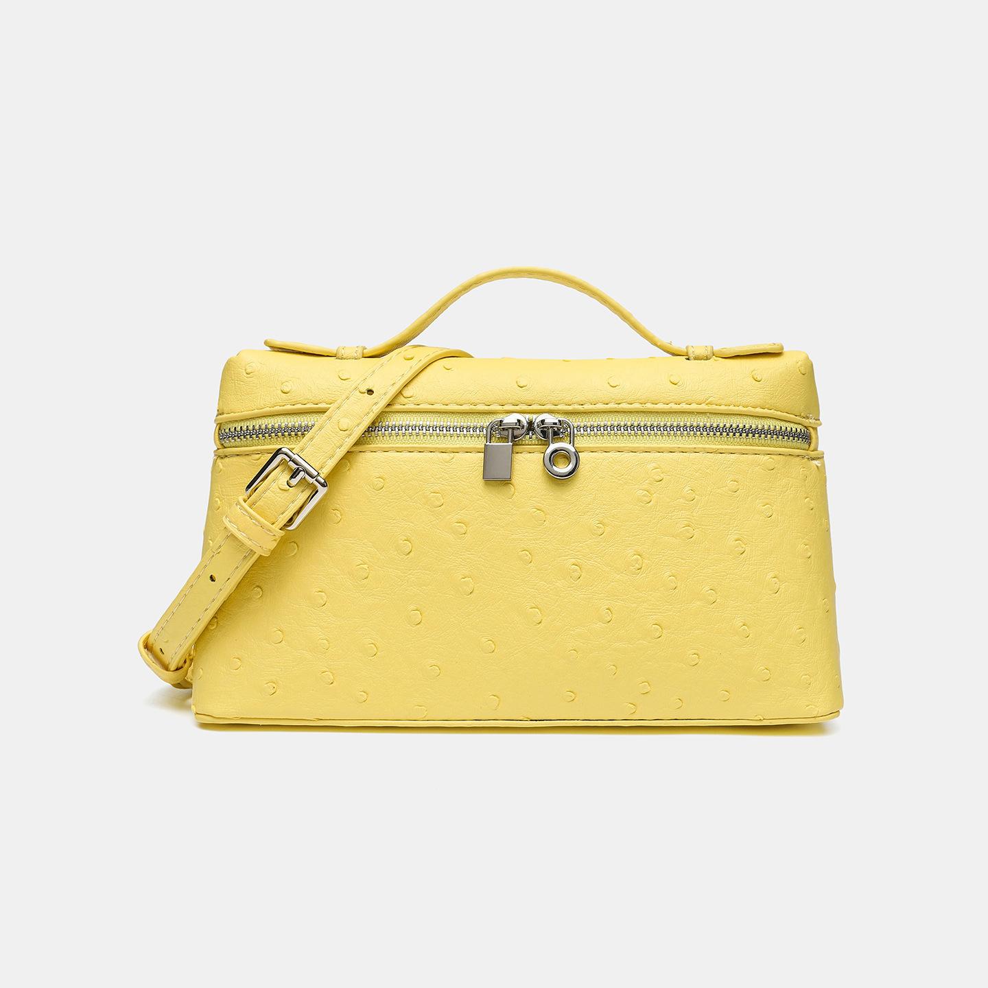 LP19 lunch box bag, Gigi style PU leather women's bag, autumn ostrich pattern handbag, single shoulder crossbody phone bag