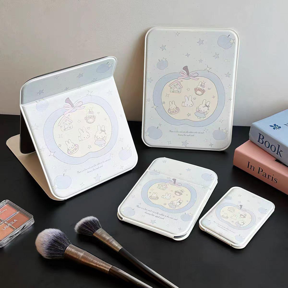 Desktop Standing Makeup Mirror, Office Folding Mirror, Portable Handheld Mirror for Women, High Aesthetic Value, Suitable for Students and Dormitories