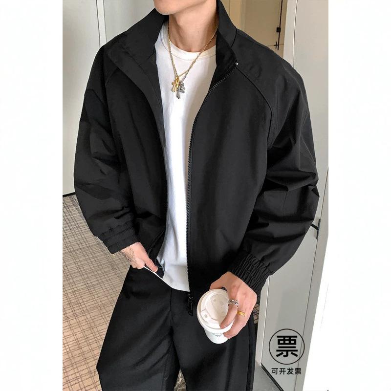 Cleanfit Deconstructed Stand-Collar Bomber Jacket Men's American-Style Short Baseball Jacket Silhouette Straight-Shoulder Workwear Jacket