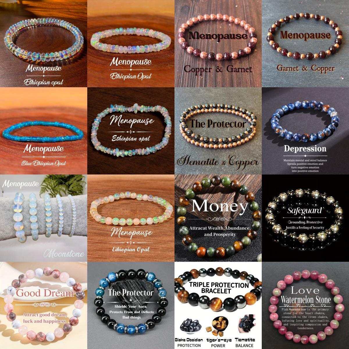 Cross-Border Hot-Selling Items: Temu, Shein, Tk Popular Opal Crystal Bracelets, Tiger's Eye, Amethyst, Lapis Lazuli, Turquoise