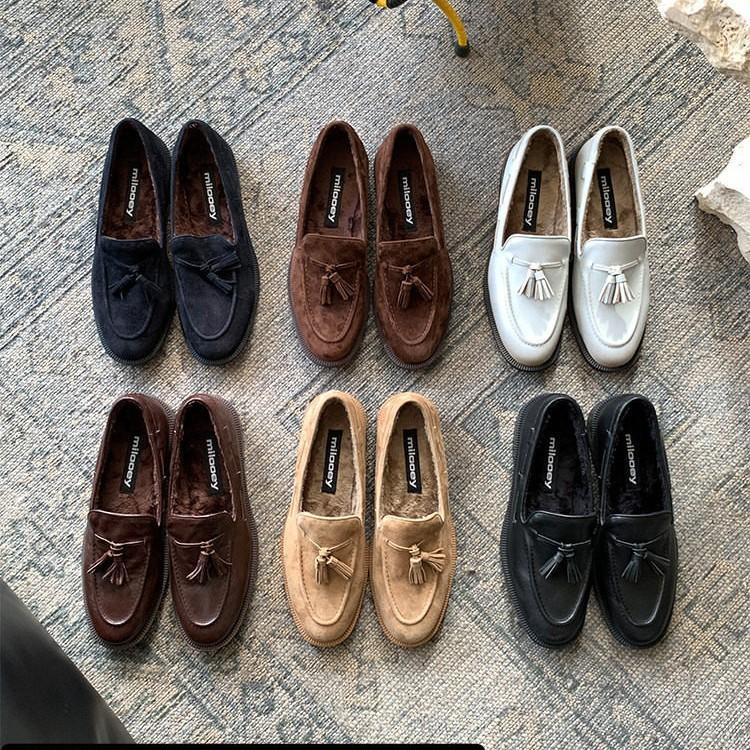 [Same Style as Song Yanfei] Lost Moose [Haley Tassel Loafers] Retro Genuine Leather Loafers for Women