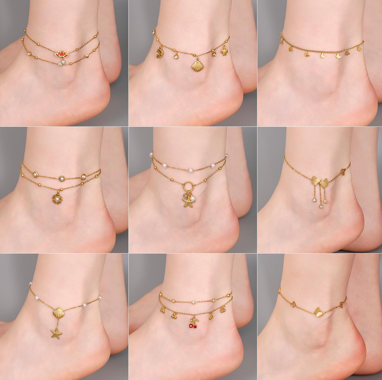 In-stock titanium steel anklets hot-selling collection for summer, non-fading, simple and high-end fashion for women, versatile, European and American cross-border wholesale