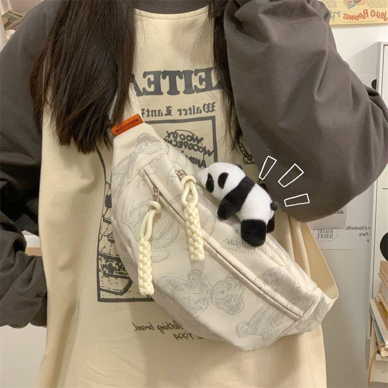 Panda Chest Bag for Women 2024 Student Cycling Sports Shoulder Crossbody Bag Ladies Small Waist Bag Chest Bag