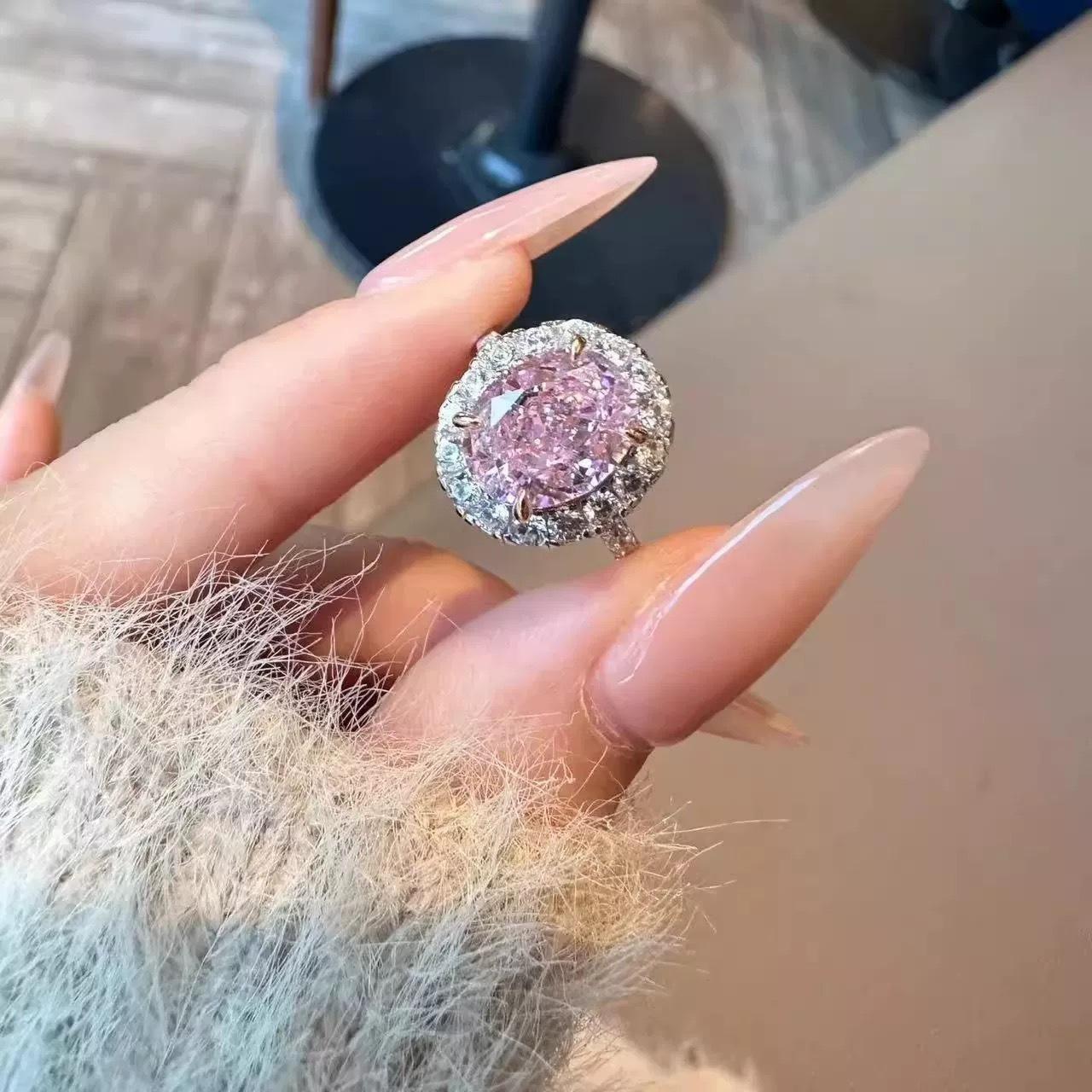 Super Flash Pigeon Egg Ring Women's Light Luxury High-end Light Luxury Finger Ring Niche Design Opening Adjustable Tide Ring