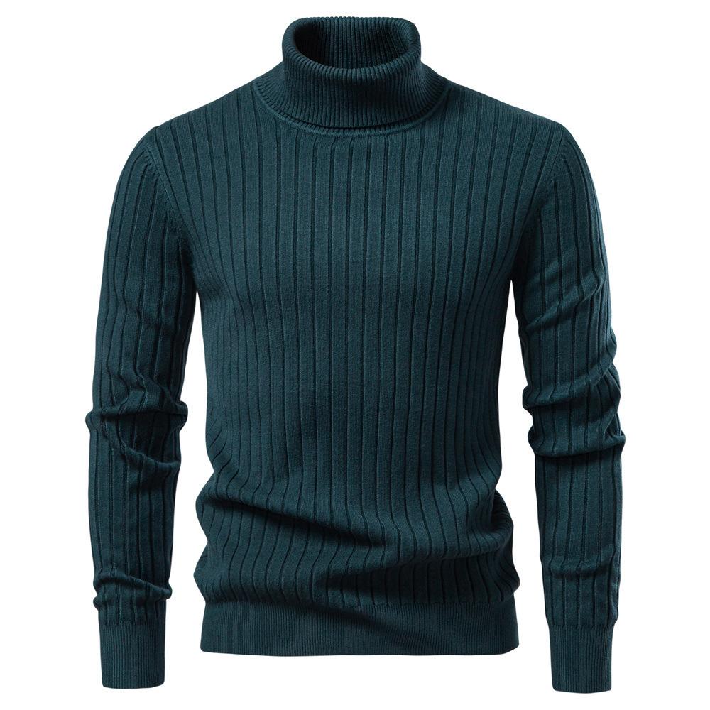 Casual 2025 Warm Knitwear Autumn and Winter Bottoming Pullover Knitwear Men's High Collar New European Size Men's Pure Color Knitwear