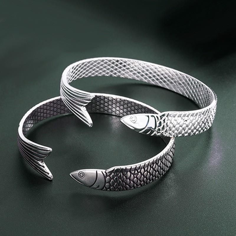 New Cross-Border Creative Carp Bracelet Fashionable and Personalized Women's Silver-Plated Lucky Fish Open Bracelet Foreign Trade Every Year