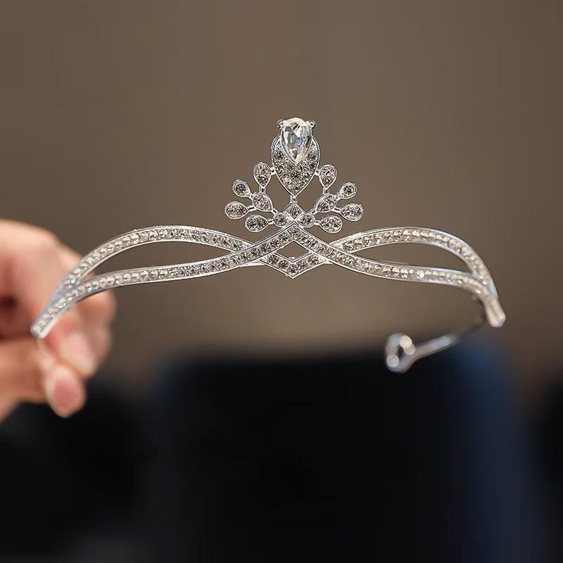 Cross-Border Bridal Crown Headpiece Simple Diamond Princess Dress Hair Accessory 18Th Birthday Headband Dance Performance Jewelry